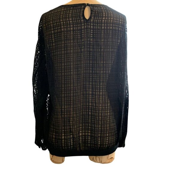 Agnona Womens Black Sheer Long Sleeve Round Neck Pullover Top Womens Size 40 - Picture 7 of 11